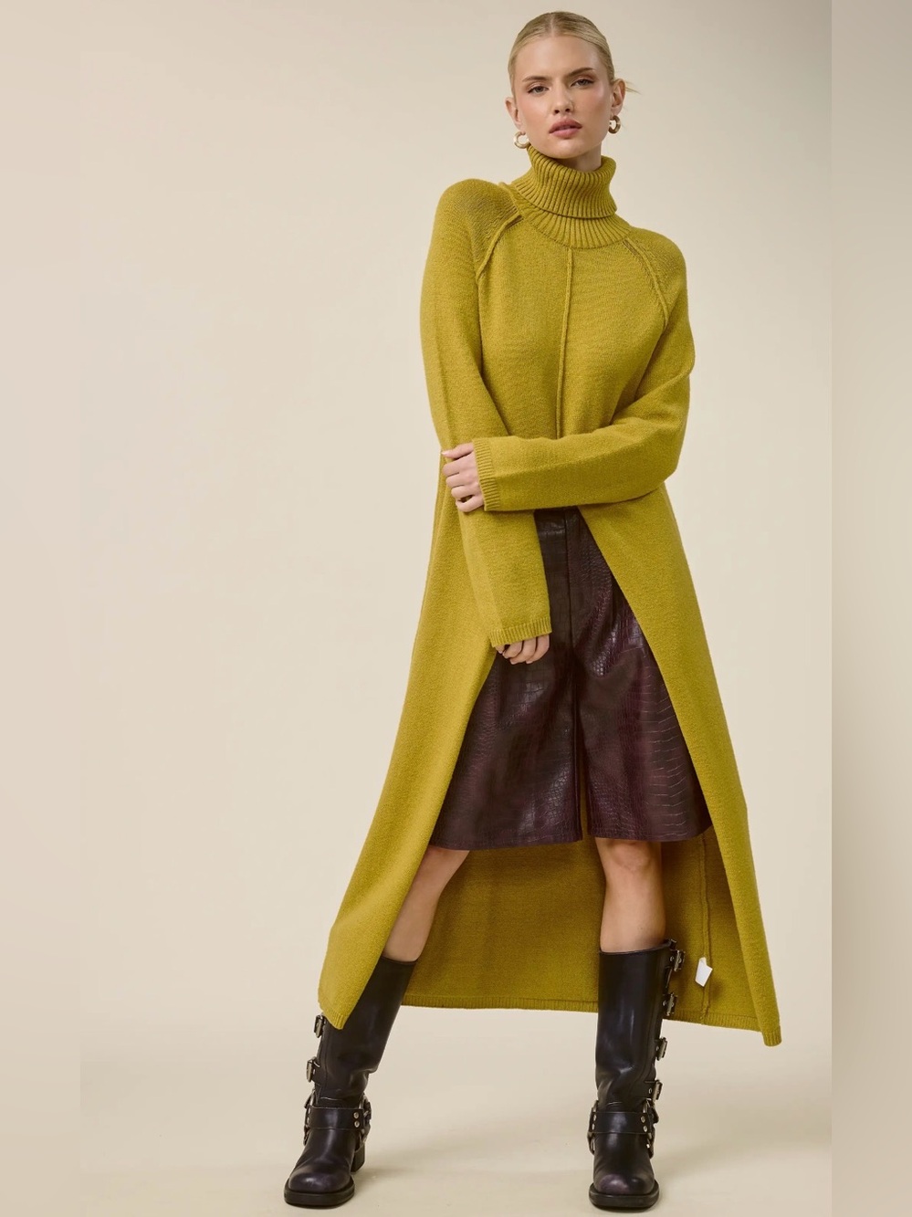 NWT Mimosa Ribbed Turtleneck Tunic Sweater with Front Slit-Chamomile 
MSRP $55